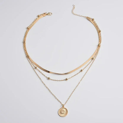 Collier rond à trois couches en argent Sterling 925 pour femmes, chaîne serpent Simple, breloque boule, cadeau de fête, bijoux exquis pour femmes