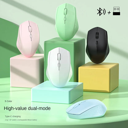 Souris sans fil Bluetooth 5.2, 2.4 ghz, double Mode, silencieuse, Rechargeable, pour jeu, 1600DPI, pour ordinateur portable, Win Mac OS