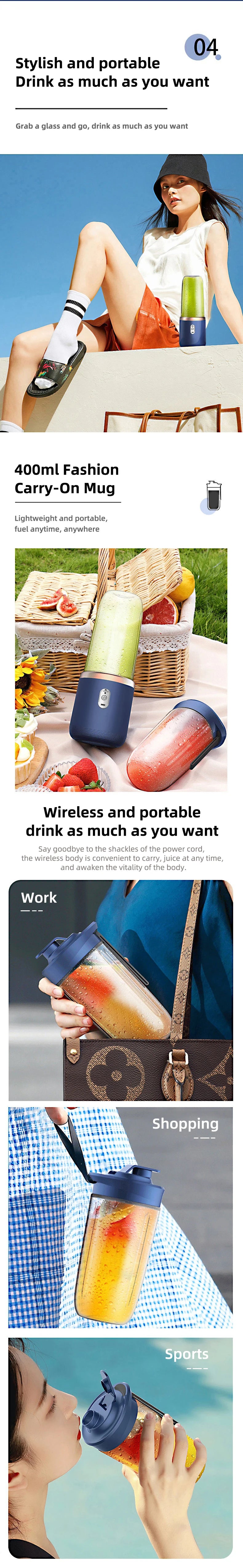 Mélangeur électrique portable multifonction, mélangeur de jus, mélangeur de jus frais, mélangeur Smunvétérans wn, tasse à glace, robot culinaire, 6 phpopularité