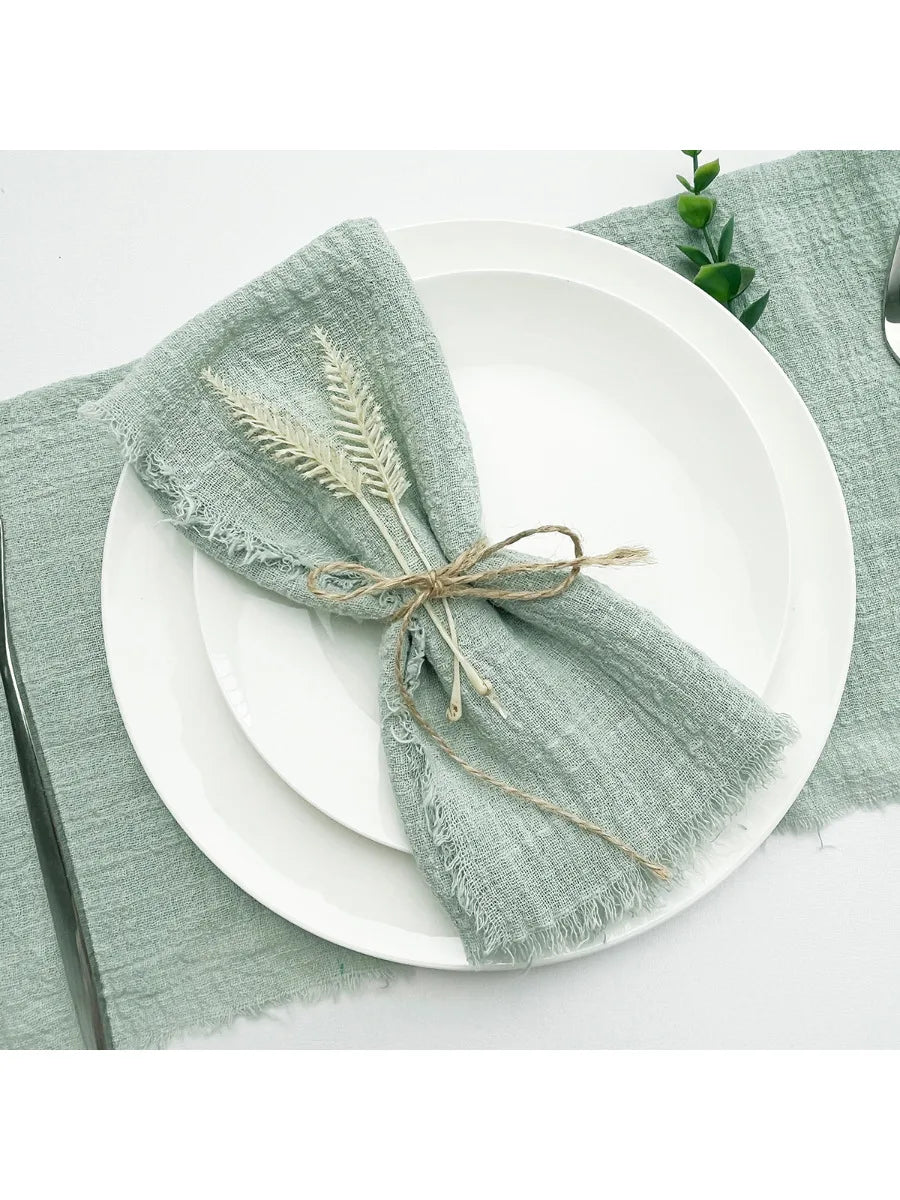 10 pièces 32x32 cm vente en gros gaze de terre cuite serviette en coton serviette de thé réutilisable fête de mariage décor de Table de noël rétro bavures serviette