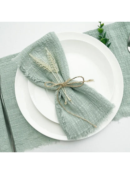 10 pièces 32x32 cm vente en gros gaze de terre cuite serviette en coton serviette de thé réutilisable fête de mariage décor de Table de noël rétro bavures serviette