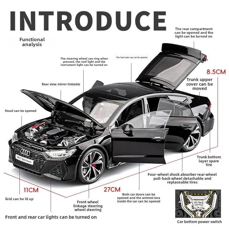 Simulation 1:18 AUDI RS7 Sportback alliage voiture modèle enfants jouet véhicule à collectionner Miniature Voiture décor à la maison cadeau d'anniversaire
