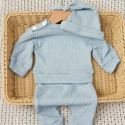 Ylsteed "bonjour" broderie nouveau-né photographie accessoires infantile barboteuse combinaison avec chapeau à nœud bébé à la maison tenue bébé Photo cadeau