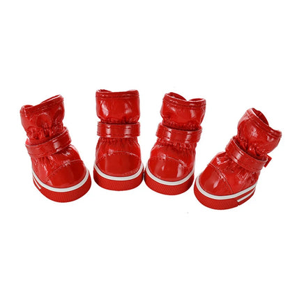 Chaussures d'hiver chaudes et imperméables pour animaux de compagnie, bottes de neige pour chien souriant, chaussures de pluie pour chiot, accessoires pour chihuahua et bouledogue, 4 pièces/ensemble