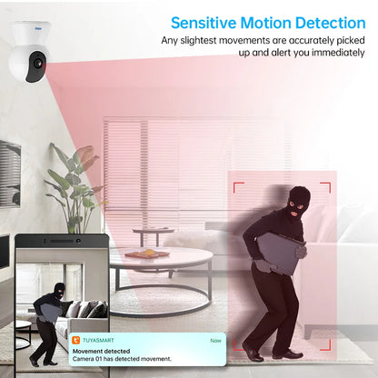 KERUI 5MP 4K Tuya Smart Mini WiFi IP caméra intérieure sans fil sécurité à domicile AI humain détecter CCTV caméra de Surveillance suivi automatique