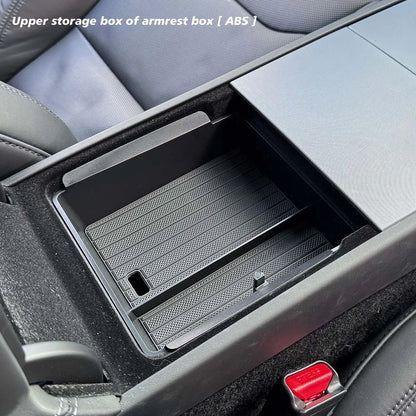Boîte de rangement pour Console centrale Tesla, nouveau modèle Y 2025, lancement Juniper modèle 3 Highland 2024, boîte d'accoudoir, coussinet supérieur et inférieur en Silicone