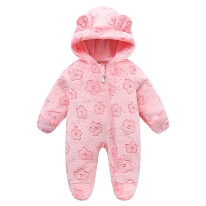 Vêtements doux pour nouveau-né, flanelle, automne hiver, pour bébés garçons et filles, combinaison de dessin animé, body chaud pour bébés de 0 à 12 mois