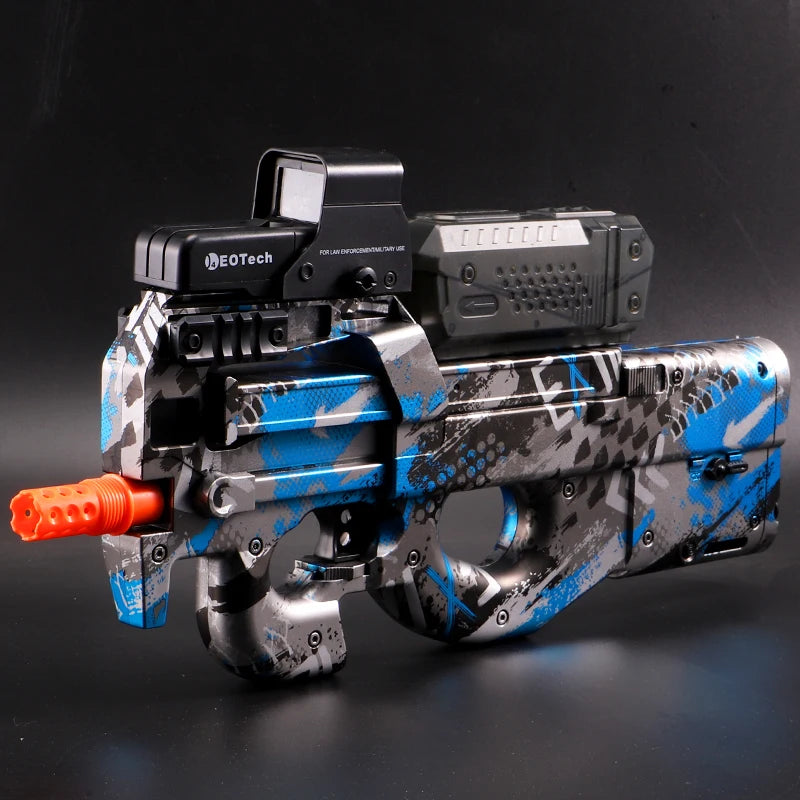Pistolet à gel électrique en noir transparent! Jouet de balle anti-éclaboussures entièrement automatique, parfait pour les jeux de tir en plein air (sans balles)