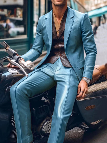 PU 2 pièces hommes Costume formel affaires Mariage costumes pour hommes meilleur Homme Blazer marié porter Tuxedos coupe ajustée Costume Homme Mariage