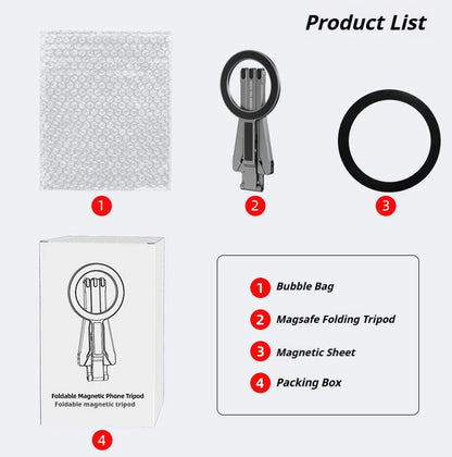 Trépied magnétique universel en aluminium pour trépied Magsafe, support pliable pour appareil photo et téléphone