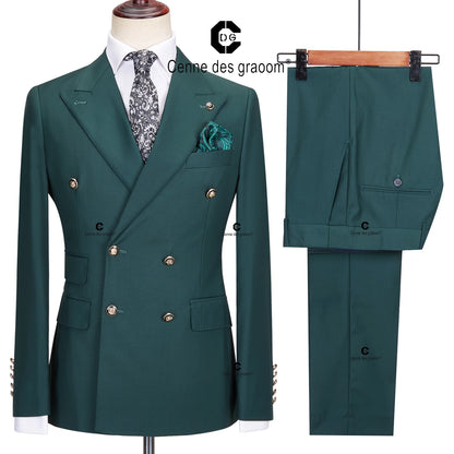 Cenne Des Graoom – Costume élégant pour hommes, ensemble 2 pièces, vert, Double boutonnage, coupe cintrée, haute qualité, Costume de fête de mariage, nouvelle collection 2023