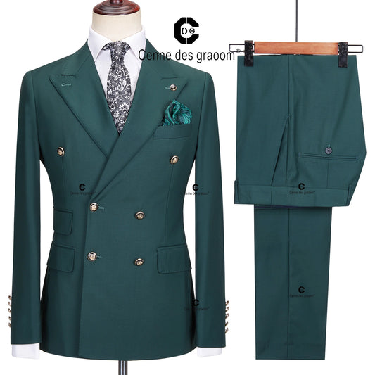 Cenne Des Graoom – Costume élégant pour hommes, ensemble 2 pièces, vert, Double boutonnage, coupe cintrée, haute qualité, Costume de fête de mariage, nouvelle collection 2023