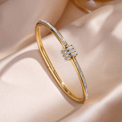 ZAKOL 5/1 pièces ensemble de bracelets en acier inoxydable incrusté de zircone scintillante pour femmes bracelets empilables mode ne se décolore pas bijoux cadeau