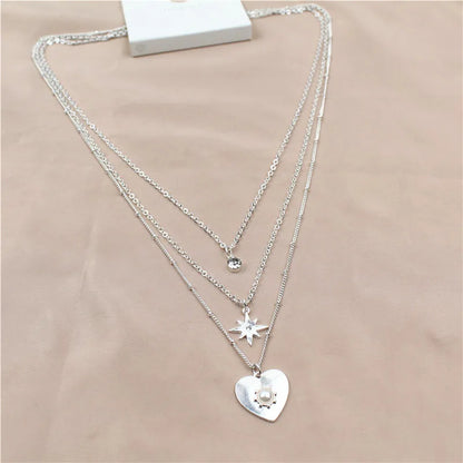 Collier rond à trois couches en argent Sterling 925, chaîne O Simple, pendentif d'amour, cadeau de fête pour femmes, bijoux fins exquis, nouvelle collection