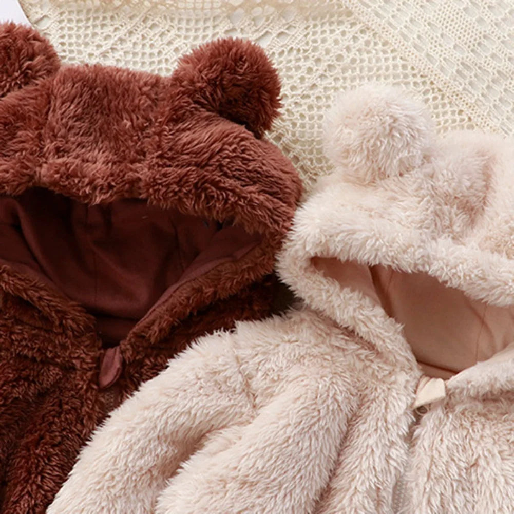 Vêtements d'hiver pour bébé de 0 à 24 mois, barboteuse en coton, ours de dessin animé mignon, Costume d'animal pour bébé garçon et fille, combinaison à fermeture éclair