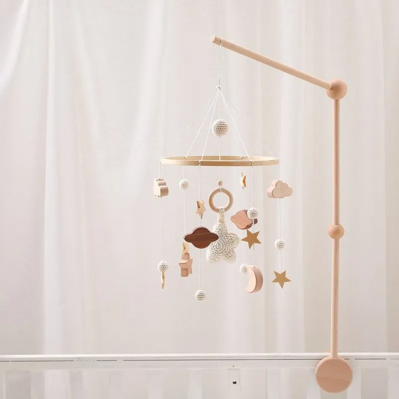 Berceau de bébé lit Mobile cloche hochet jouets en bois Crochet étoiles pendentif lit cloche jouets nouveau-né confort berceau support suspendus jouets cadeaux