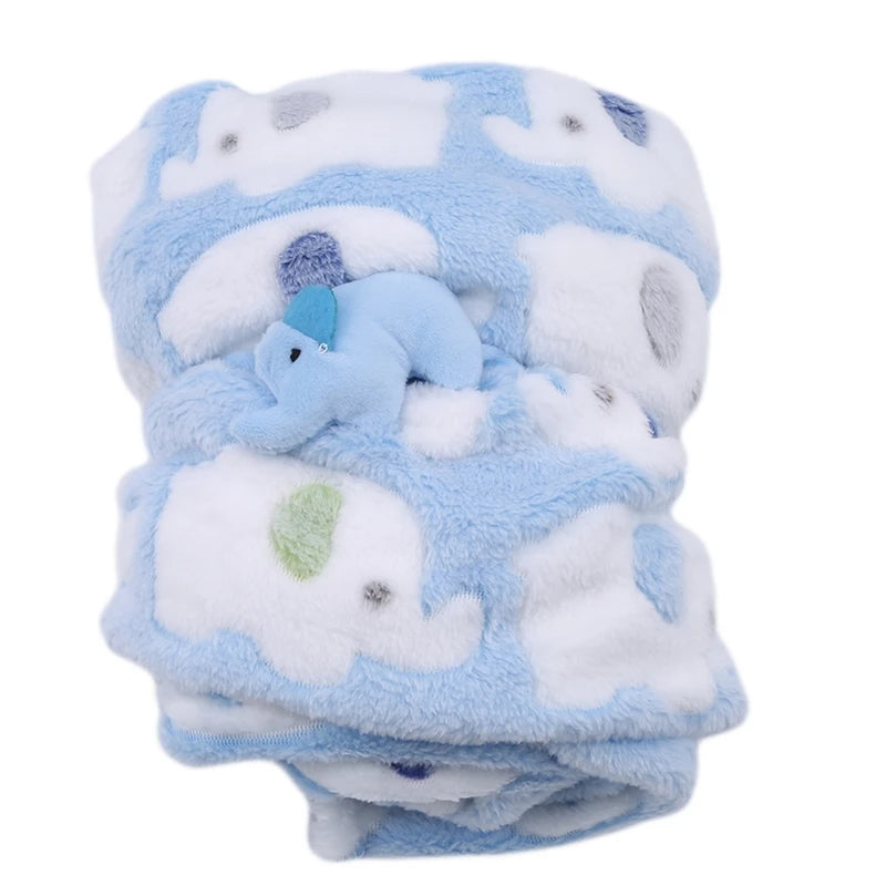 Couverture de dessin animé éléphant mignon pour bébé, produits pour bébé, nouveau-né, climatisation, lieux de couette, oreiller en velours, couette, utilisation pour les touristes