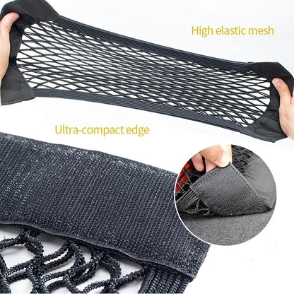 Sac de rangement universel pour voiture Filet de coffre à double maille Sac de rangement intégré Filet de fixation pour extincteur Filet antidérapant Filet de rangement voiture Filet de coffre double maille automobile