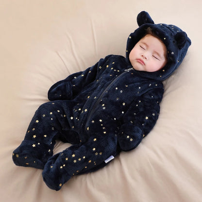 Vêtements doux pour nouveau-né, flanelle, automne hiver, pour bébés garçons et filles, combinaison de dessin animé, body chaud pour bébés de 0 à 12 mois