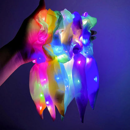 Chouchous lumineux LED populaires pour femmes et filles, corde à cheveux scrunchy scintillante, bandeau lumineux pour Halloween