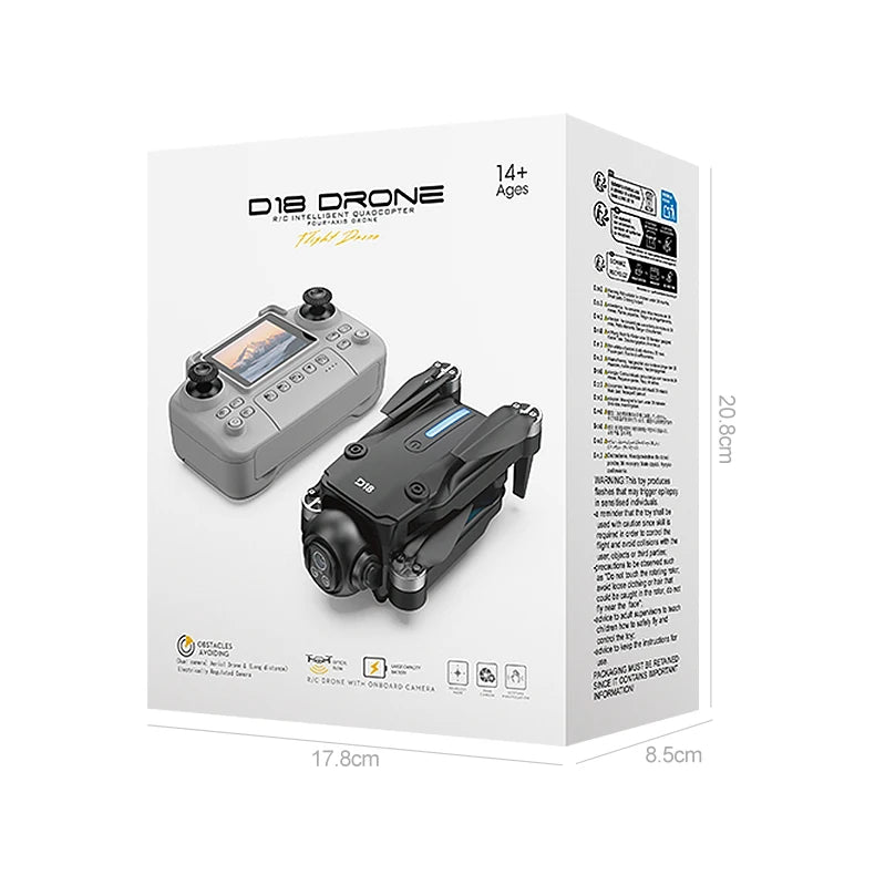Drone de contrôle d'écran D18, moteur sans balais, quatre côtés d'évitement d'obstacles, flux optique 5G WiFi FPV, avion de photographie aérienne