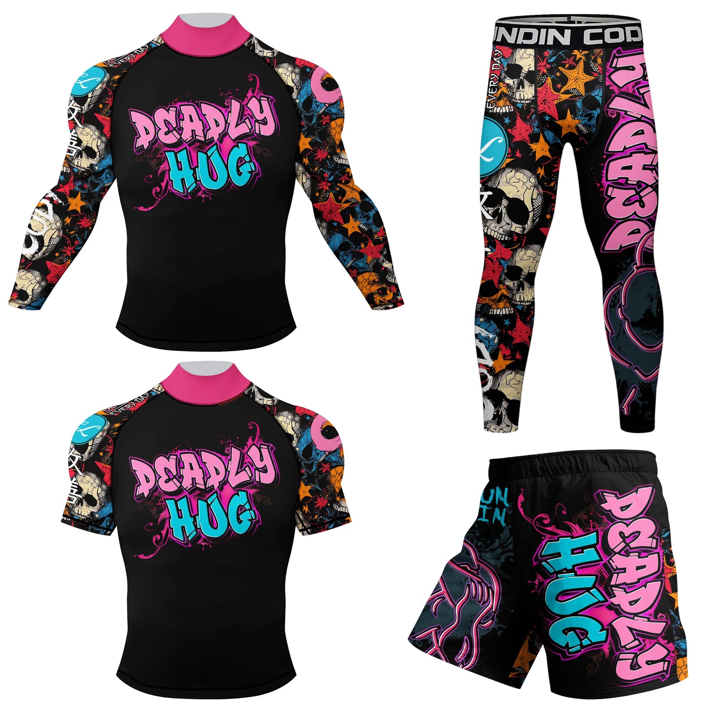 Cody Lundin nouveaux modèles personnalisés manches courtes Polyester extensible éruptions cutanées Shorts MMA BJJ ensembles avec ceinture en caoutchouc