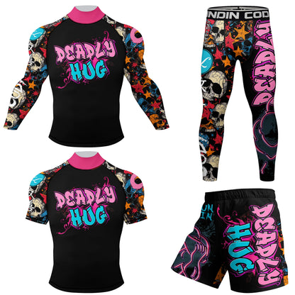 Cody Lundin nouveaux modèles personnalisés manches courtes Polyester extensible éruptions cutanées Shorts MMA BJJ ensembles avec ceinture en caoutchouc