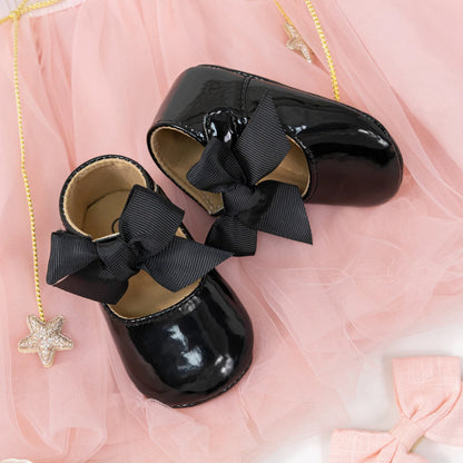 Meckior bébé chaussures nœud papillon semelle en caoutchouc anti-dérapant PU Ballet pantoufles bébé fille robe chaussures premier marcheur enfant en bas âge berceau chaussures