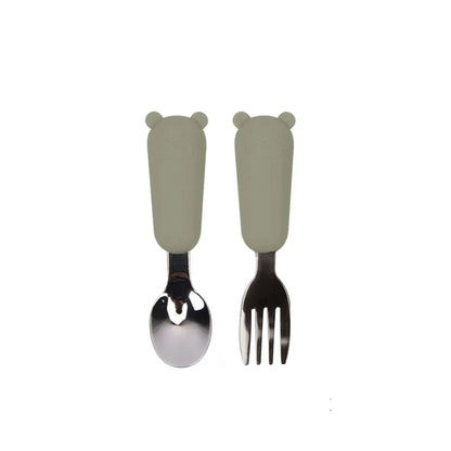 Ensemble de vaisselle de dessin animé pour bébé, ustensiles pour enfants en acier inoxydable, couverts de table pour tout-petits, dessin animé, cuillère d'alimentation pour nourrissons, fourchette