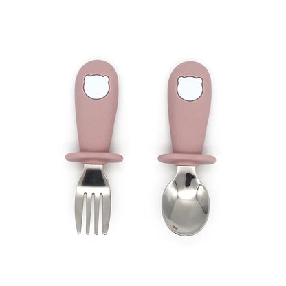 Ensemble de vaisselle de dessin animé pour bébé, ustensiles pour enfants en acier inoxydable, couverts de table pour tout-petits, dessin animé, cuillère d'alimentation pour nourrissons, fourchette