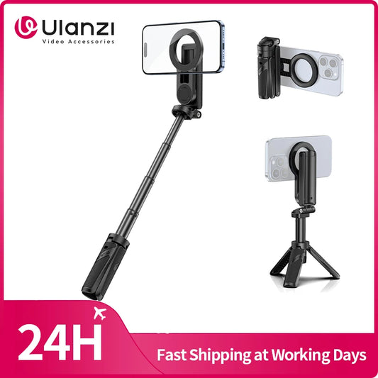 Ulanzi JJ03 trépied de téléphone magnétique sans fil poignée de téléphone Selfie bâton trépied de bureau pour iPhone 16 15 14 13 Pro Pro Max