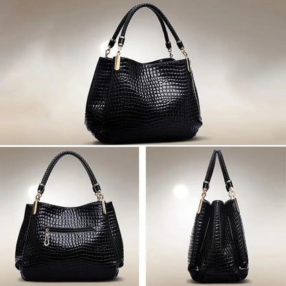 Sac à main grande capacité pour femmes, fourre-tout pour les déplacements quotidiens, sac à bandoulière imprimé Crocodile, visage brillant, Shopping