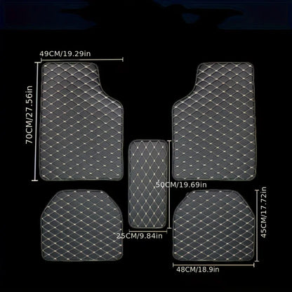 Tapis de sol de voiture en cuir PU, 5 pièces, imperméable, protection des pieds, à la mode, universel, pour toutes les saisons