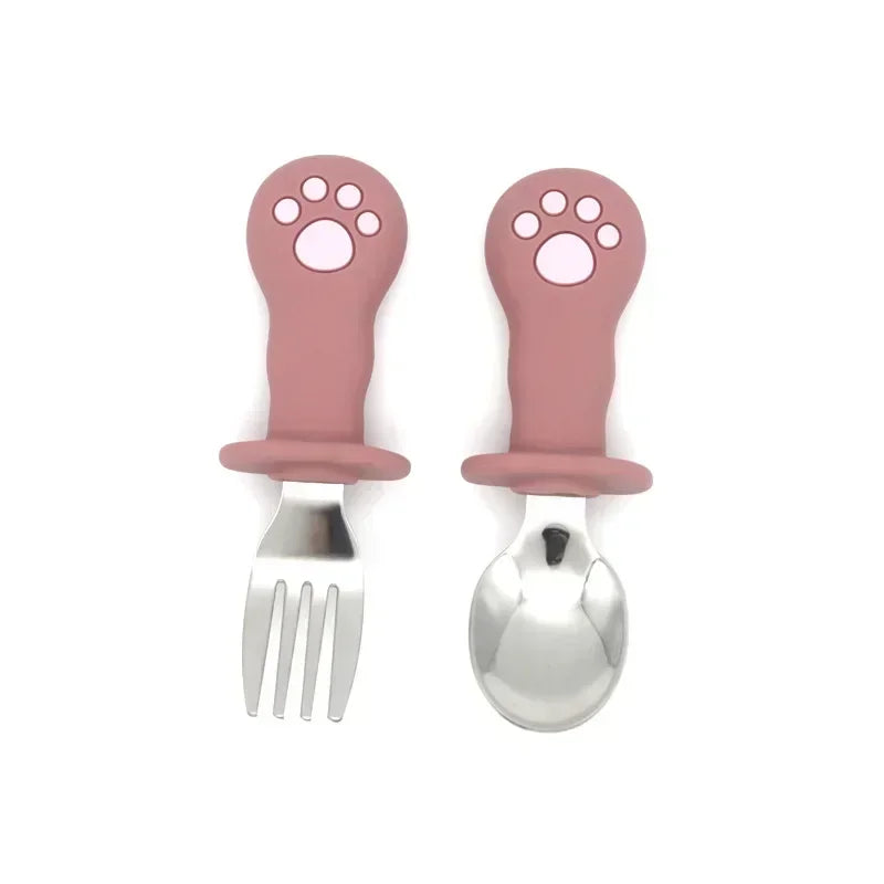 Ensemble de vaisselle de dessin animé pour bébé, ustensiles pour enfants en acier inoxydable, couverts de table pour tout-petits, dessin animé, cuillère d'alimentation pour nourrissons, fourchette