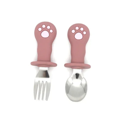 Ensemble de vaisselle de dessin animé pour bébé, ustensiles pour enfants en acier inoxydable, couverts de table pour tout-petits, dessin animé, cuillère d'alimentation pour nourrissons, fourchette