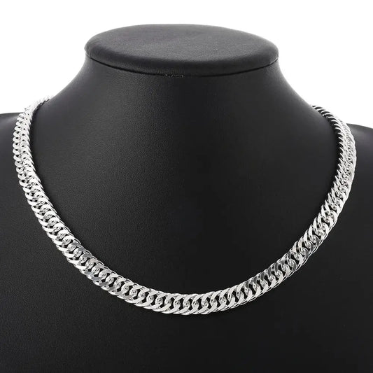 Chaîne fine de 6MM de largeur, colliers en argent Sterling 925 pour femmes et hommes, bijoux à la mode, cadeau de fête de mariage et de vacances, 50-60cm