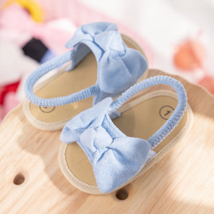 Été bébé filles sandales mode nœud semelle souple chaussures décontractées coton confortable enfant en bas âge chaussures plage bébé sandales 0-18 mois