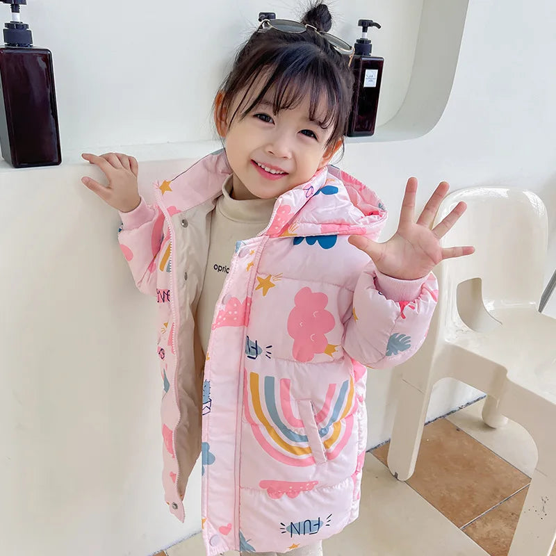 Nouvelles filles garçons doudoune manteaux d'hiver enfants vêtements à capuche coupe-vent manteau pour enfants 2-7 ans coton vêtements d'extérieur chauds