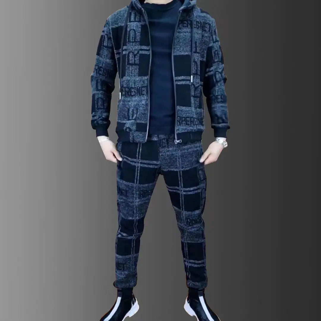 Ensemble de survêtement à capuche avec fermeture éclair pour hommes, veste + pantalon de survêtement avec Logo imprimé de luxe, veste à revers, costume 2 pièces, ensembles athlétiques d'extérieur