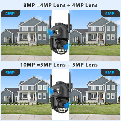 Caméra IP PTZ à double objectif 10MP 5K avec double écran 8MP Ai détection humaine suivi automatique caméra de Surveillance extérieure sans fil O-KAM