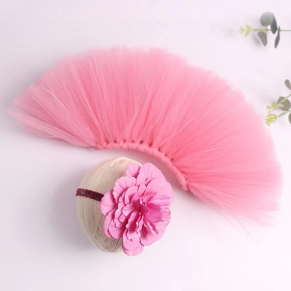 Ylsteed – tenues de photographie pour nouveau-né fille, jupe Tutu faite à la main avec bandeau fleuri, vêtements de princesse, accessoires Photo pour bébé fille
