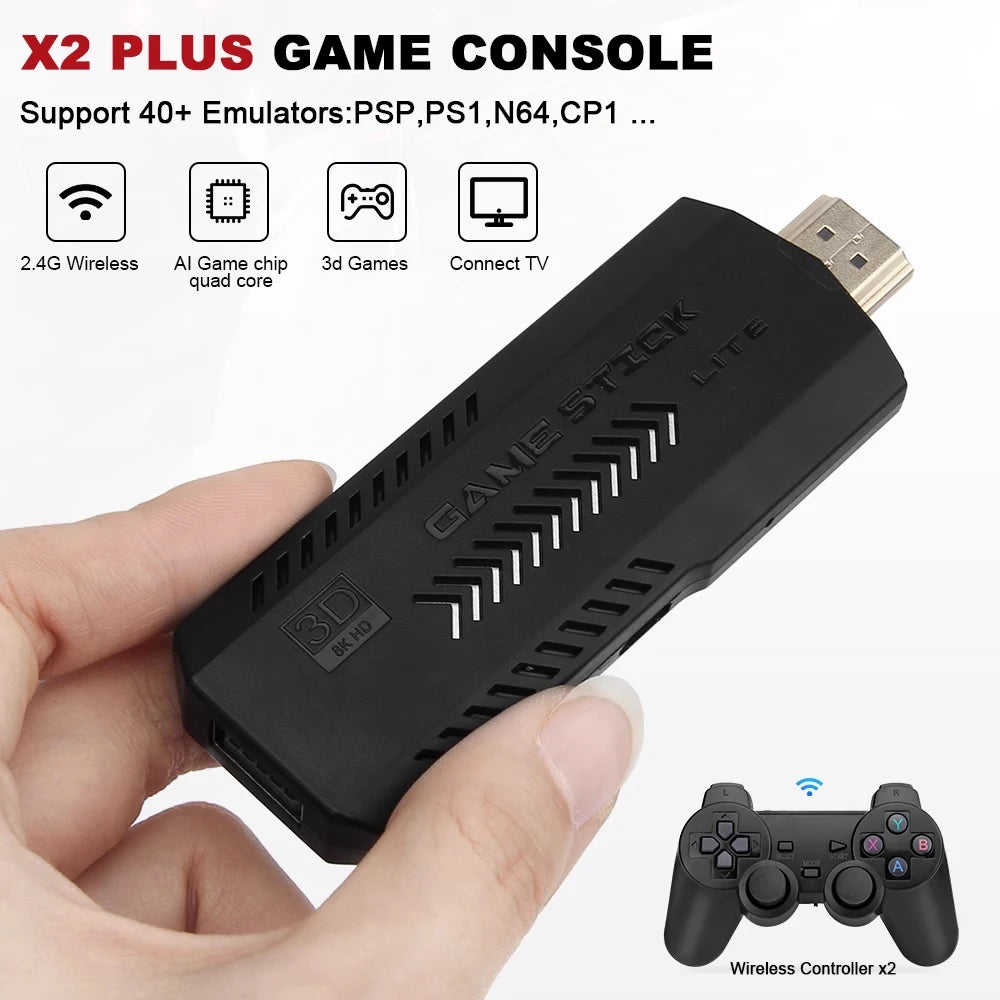 Console de jeu vidéo GD10 Plus, 256 Go, 58,000 jeux, 4K, HD, 2.4G, double manette sans fil, clé de jeu pour N64, PSP, PS1, GBA