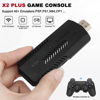 Console de jeu vidéo GD10 Plus, 256 Go, 58,000 jeux, 4K, HD, 2.4G, double manette sans fil, clé de jeu pour N64, PSP, PS1, GBA