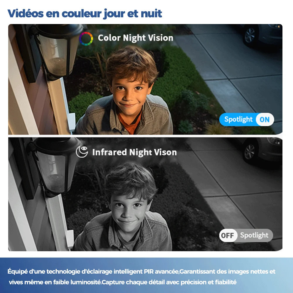 ALEVIO 2.5K caméra solaire extérieure caméra sans fil WIFI Ultra veille temps PIR lumière de mouvement couleur Vision nocturne AI détecter batterie Cam