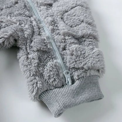 Dessin animé bébé vêtements garçon barboteuse à manches longues arctique velours à capuche bébé fille barboteuse hiver chaud nouveau-né vêtements 0-18 mois