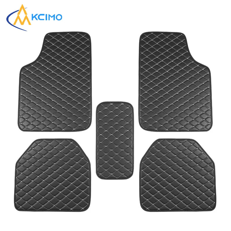 Tapis de sol de voiture en cuir PU, 5 pièces, imperméable, protection des pieds, à la mode, universel, pour toutes les saisons