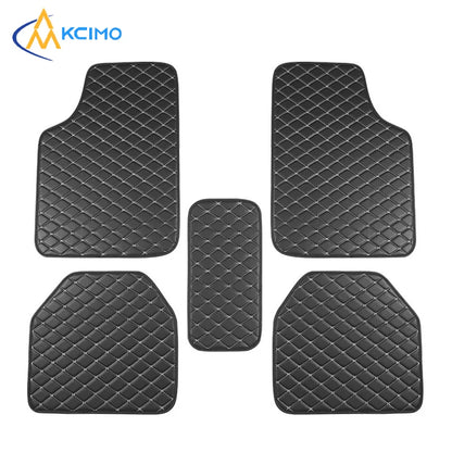 Tapis de sol de voiture en cuir PU, 5 pièces, imperméable, protection des pieds, à la mode, universel, pour toutes les saisons