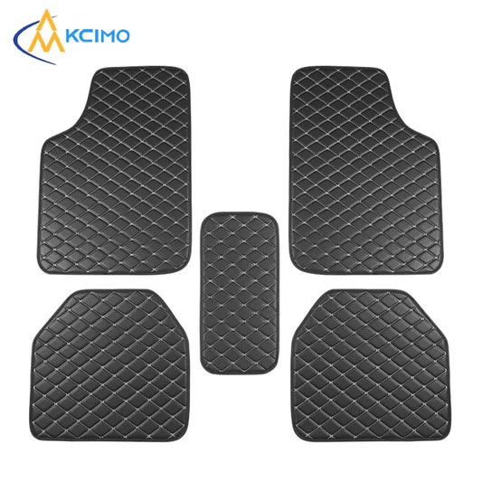 Tapis de sol de voiture en cuir PU, 5 pièces, imperméable, protection des pieds, à la mode, universel, pour toutes les saisons