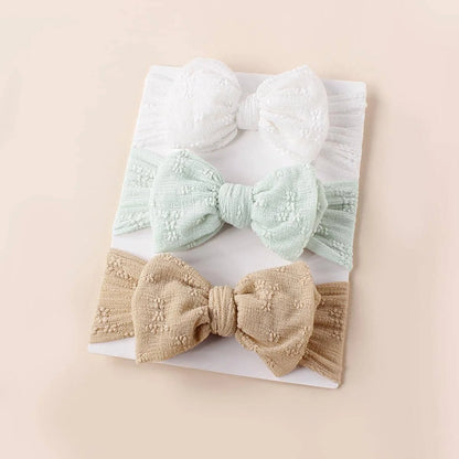 Bandeau en maille respirante et douce pour bébé, 3 pièces, avec nœud Double couche, haute élasticité, couvre-chef adapté aux nourrissons et aux jeunes enfants