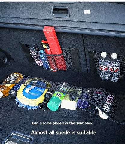 Sac de rangement de bagages, sac de rangement de coffre de voiture, filet de rangement de voiture en Velcro Double extensible, sac de rangement en maille, filet de voiture